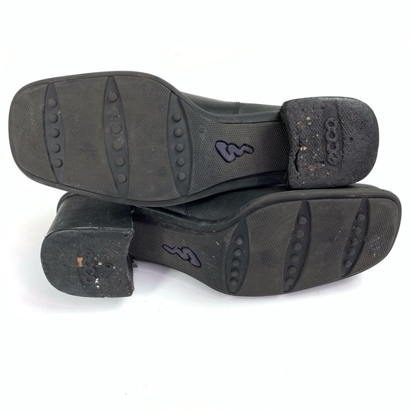 Ecco Boots Heeled Ankle Black Leather Size 8 - Picture 5 of 6